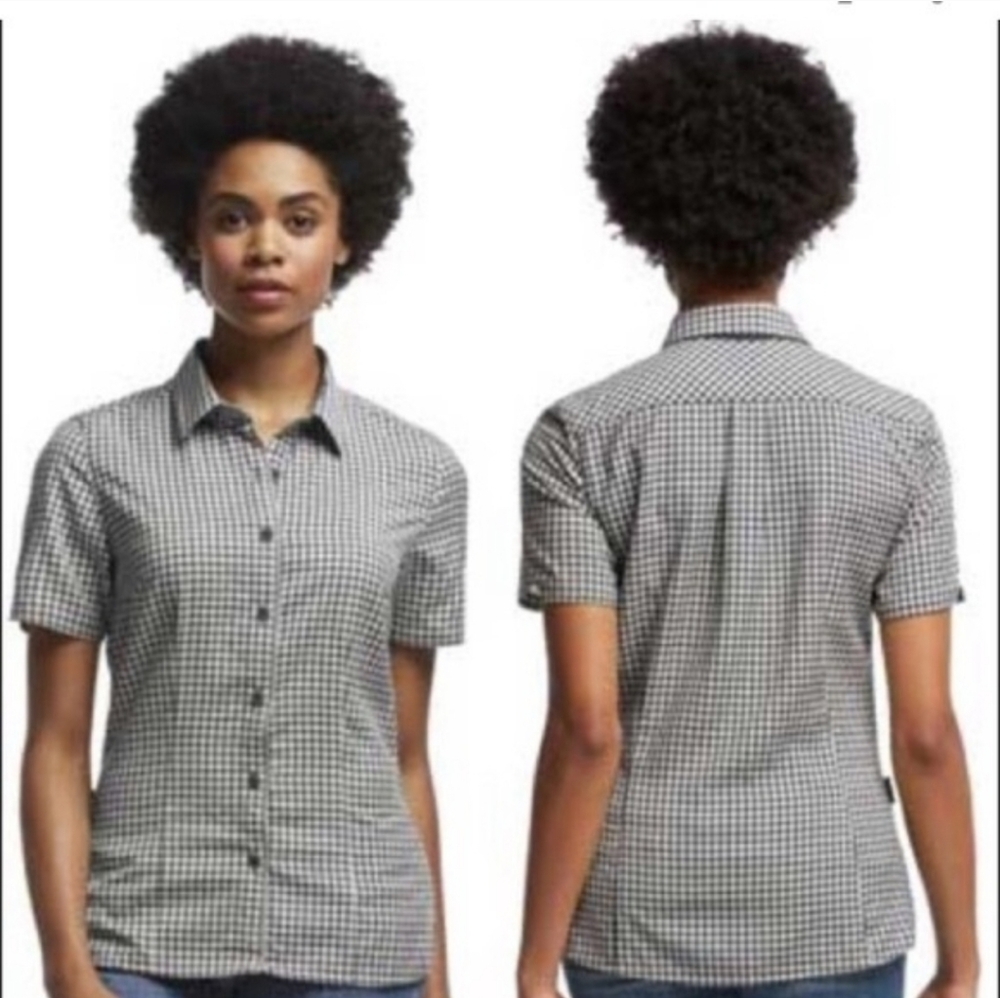 Icebreaker Wool Checkered Button Down Short Sleeve Shirt